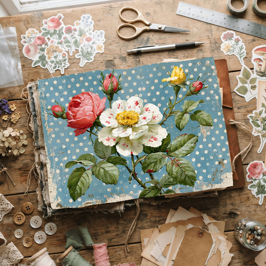 Blue Shabby Chic Journal Paper