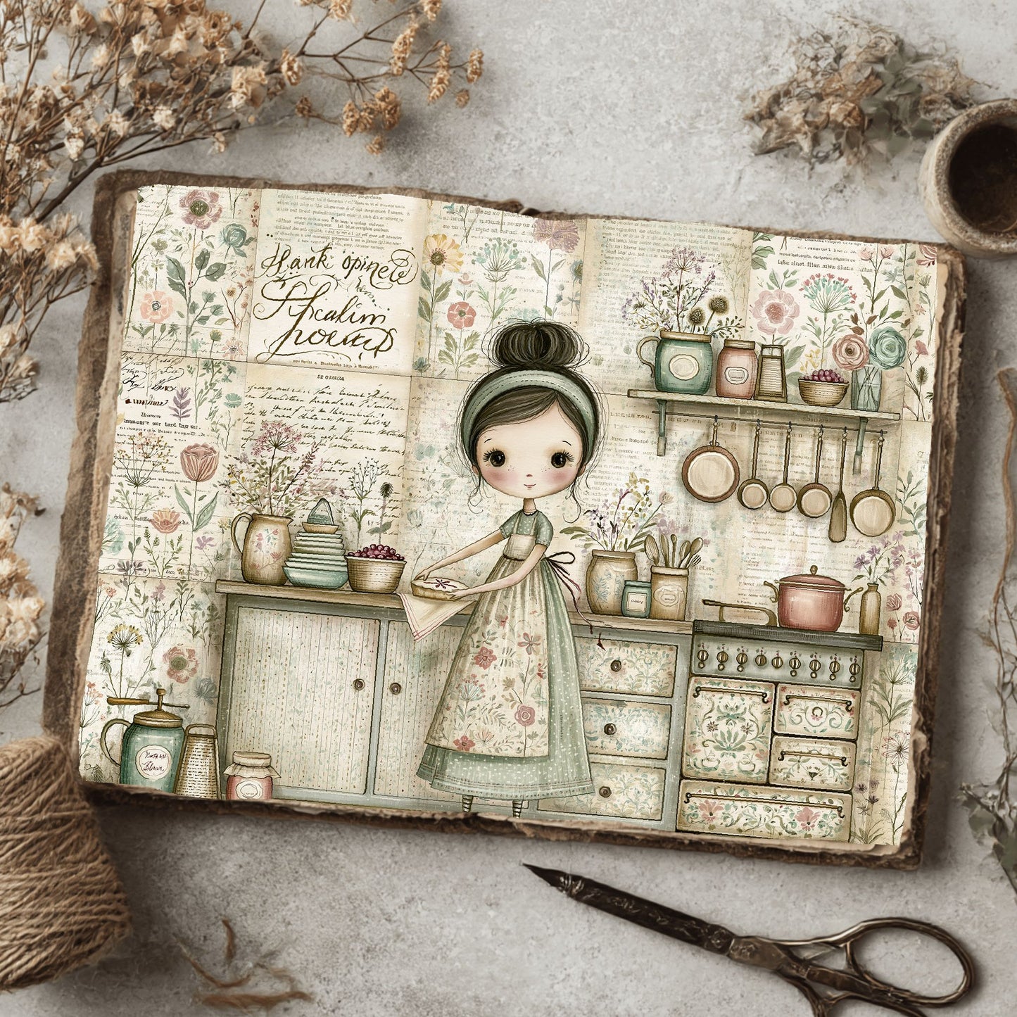 Cozy Berry Pie Kitchen Illustration