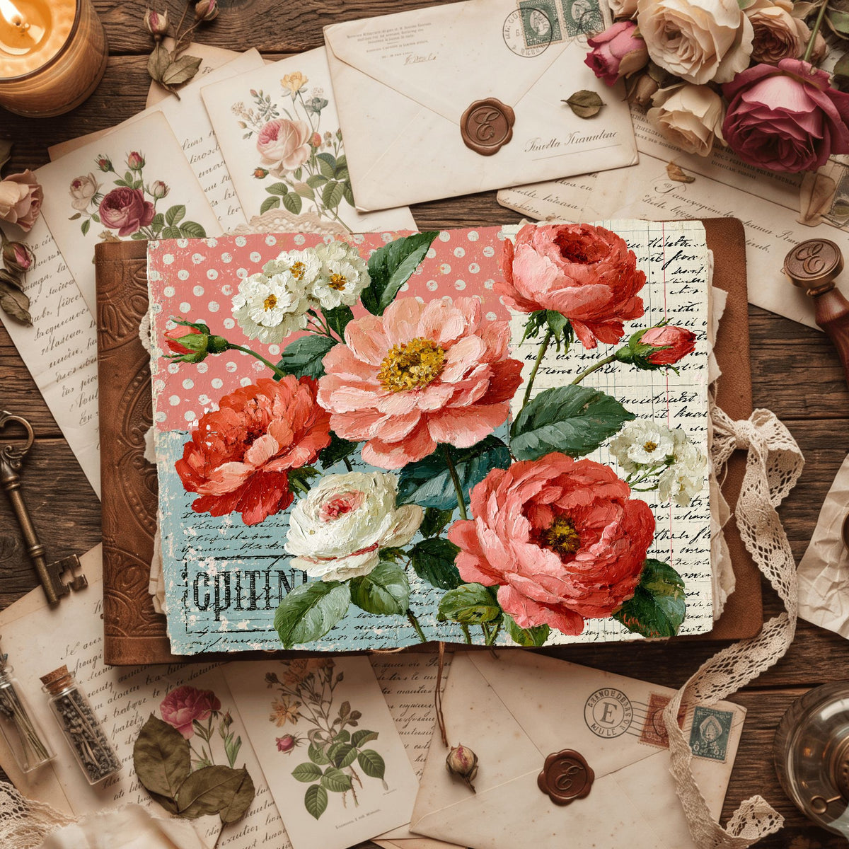 Faded Polka Dot Shabby Chic Journal Paper