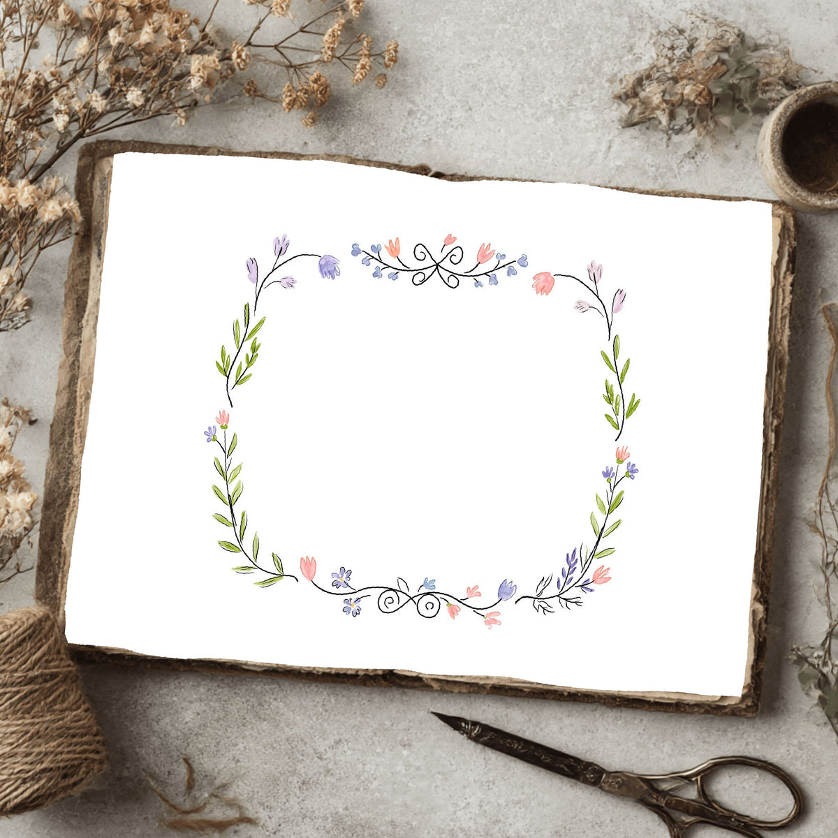 Folk Art Watercolor Floral Pattern