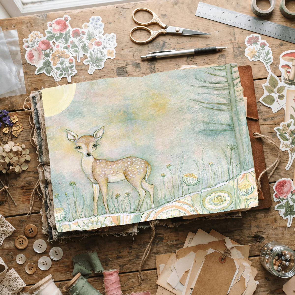 Gentle Woodland Fawn Watercolor