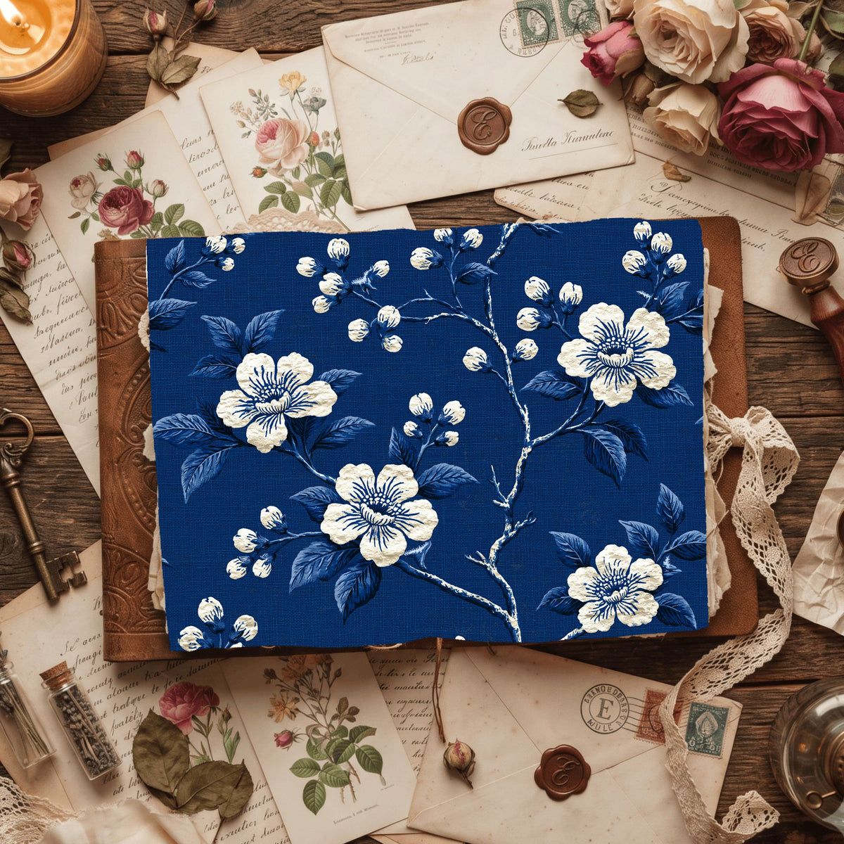 Indigo Floral Textile Pattern