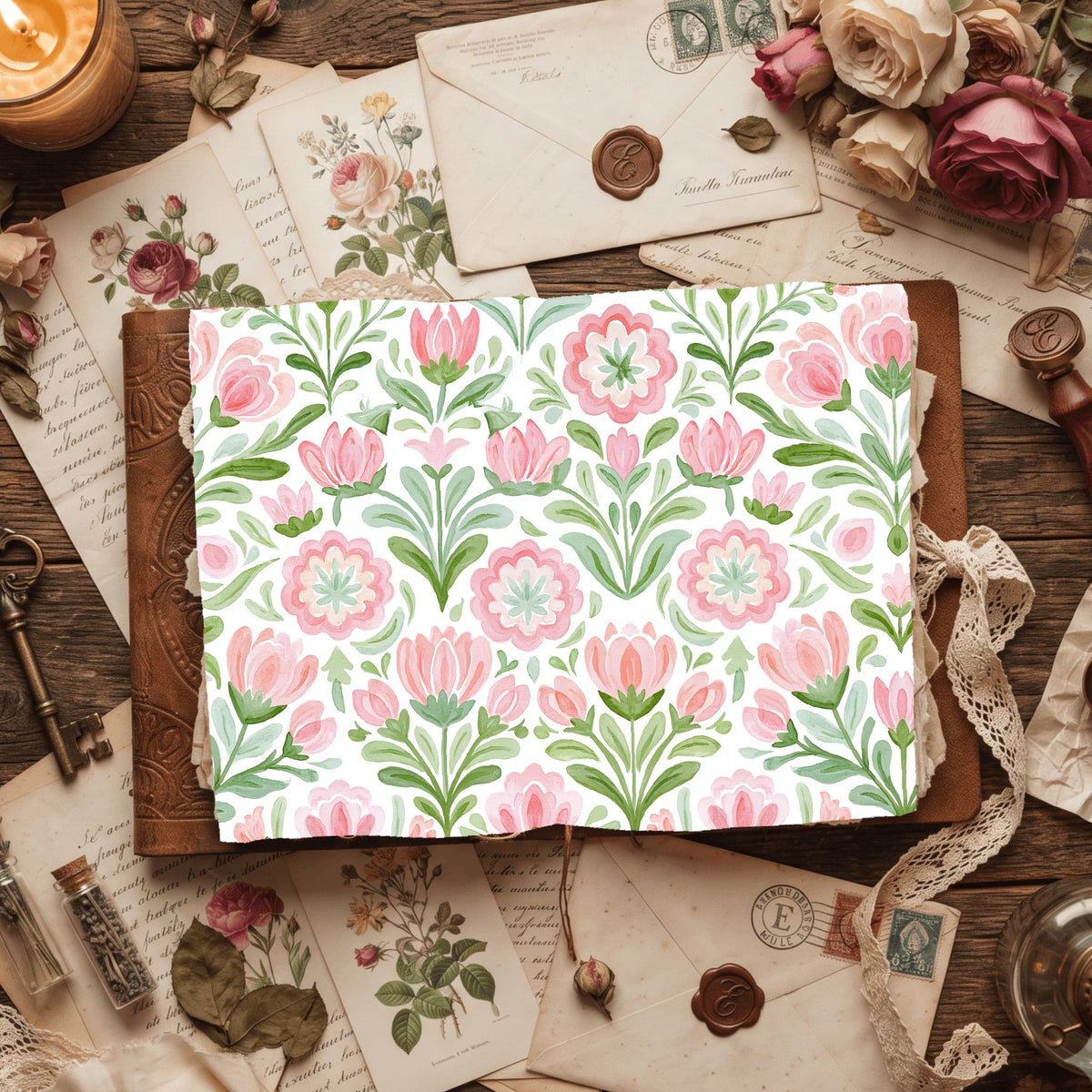 Pastel Pink & Green Watercolor Pattern