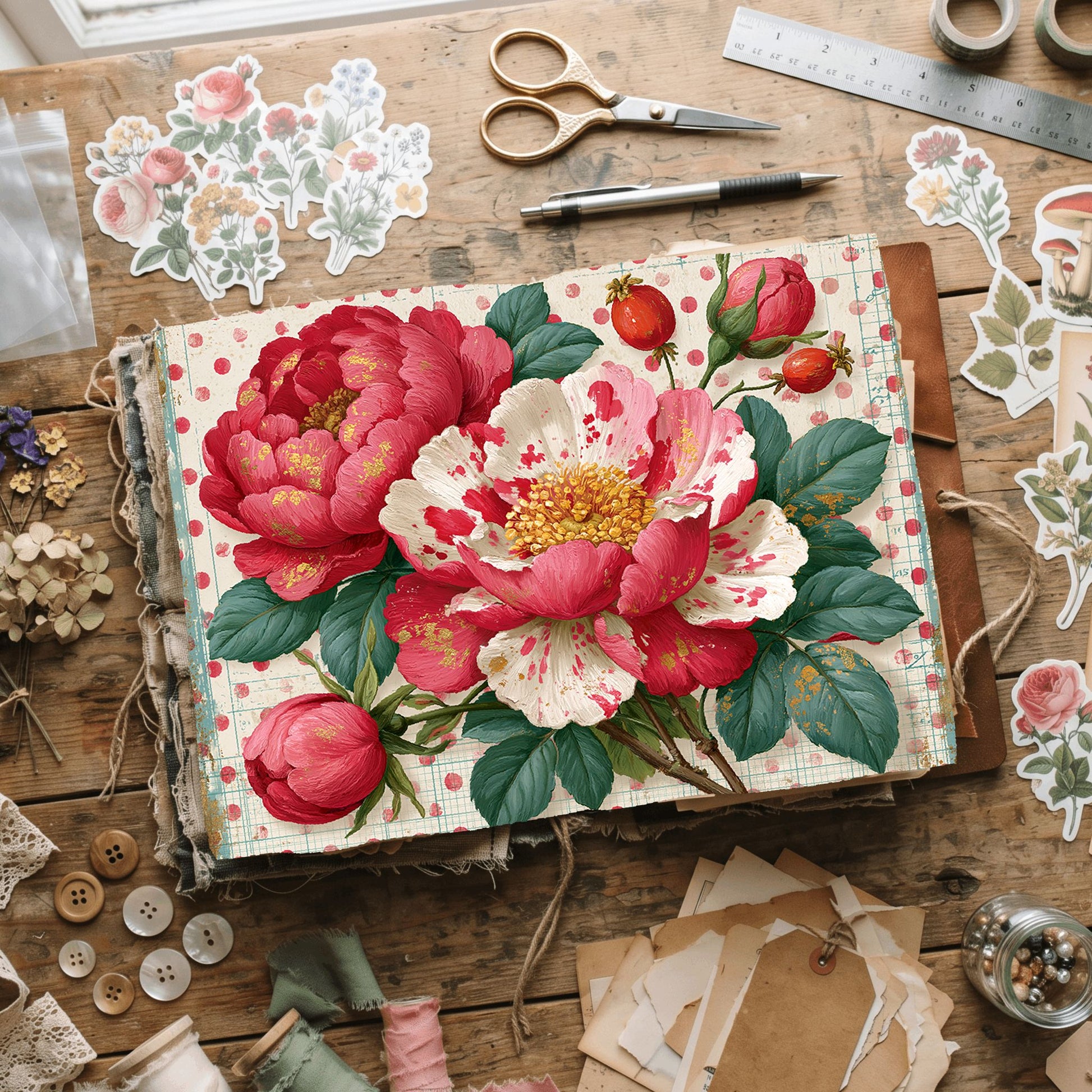 Pink & Gold Shabby Chic Journal Paper