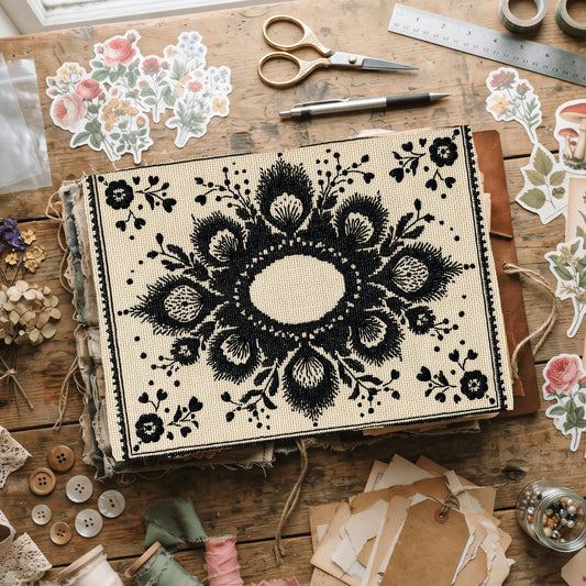 Primitive Cross Stitch Label Frame