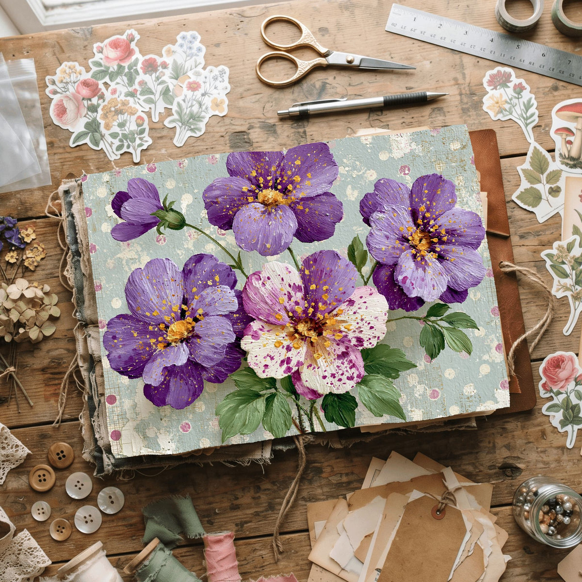 Purple Shabby Chic Journal Paper