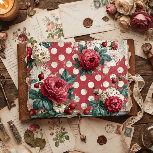 Red Shabby Chic Journal Paper