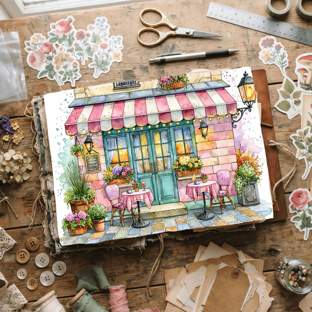 Romantic Parisian Cafe�� Watercolor