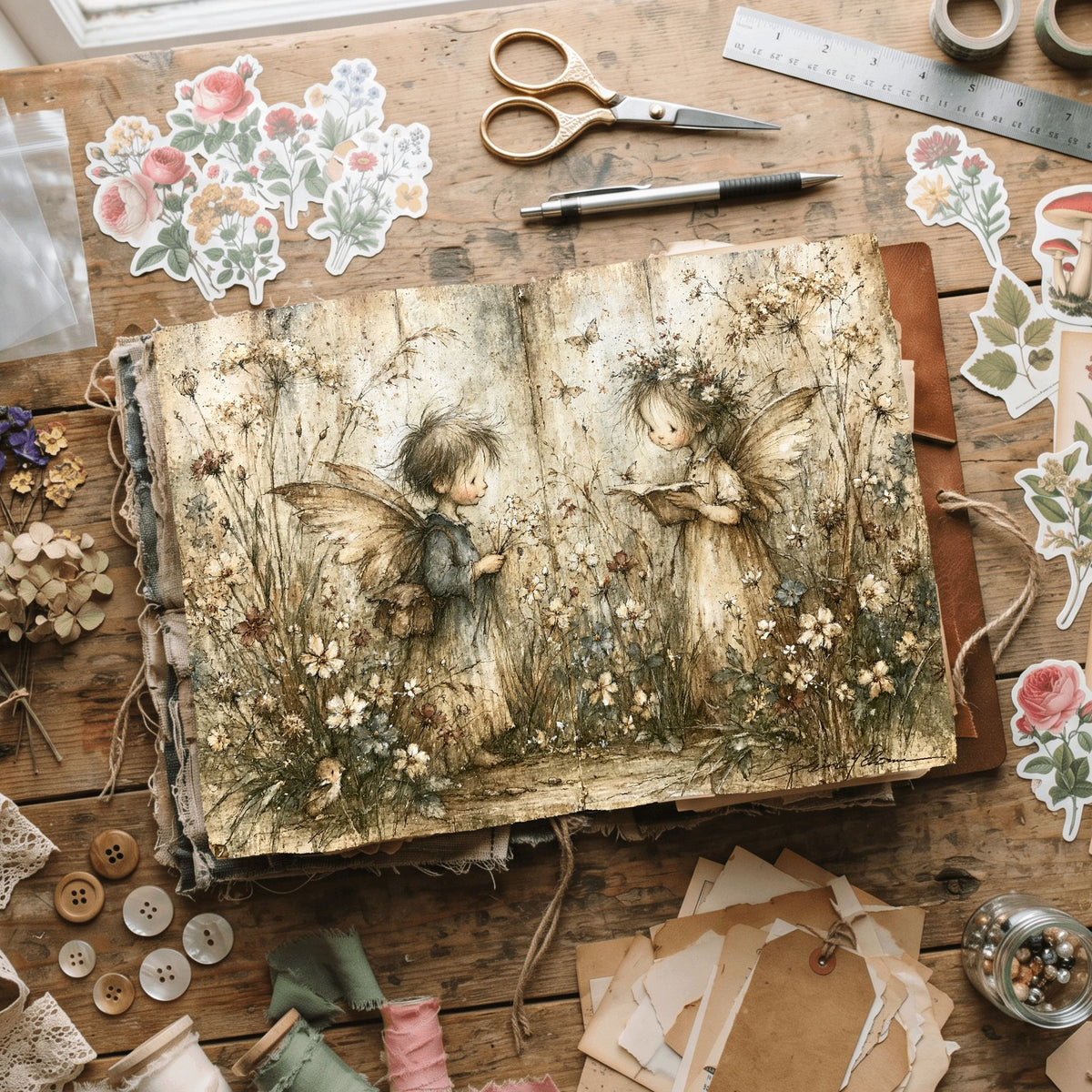 Rustic Angels & Wildflowers Journal Paper
