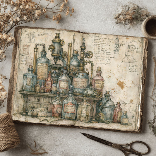 Steampunk Apothecary Notebook Paper