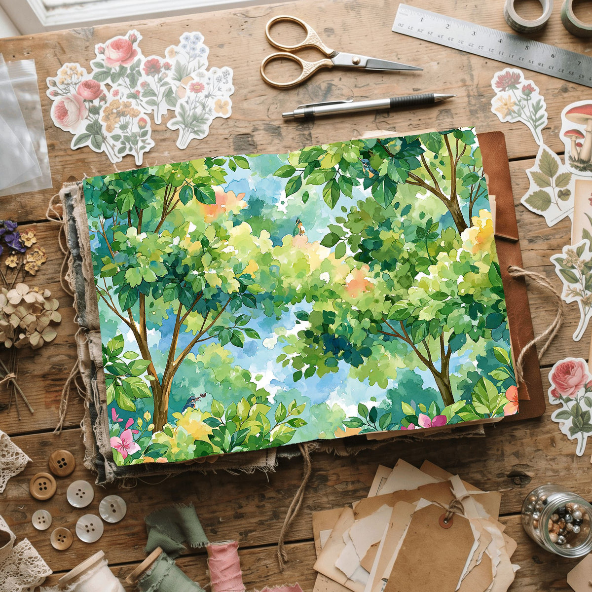 Sunlit Leaves Watercolor Texture