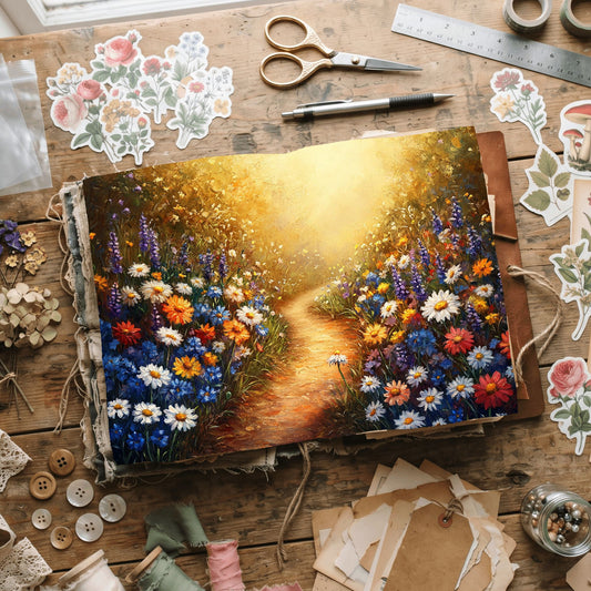 Sunlit Wildflower Path Writing Paper