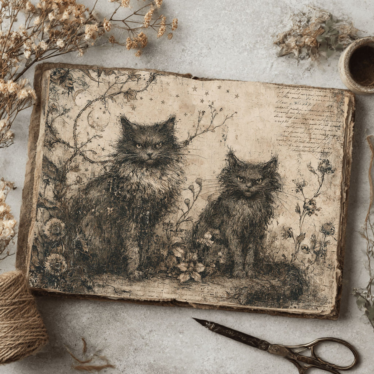 Vintage Black Cat Journal Paper