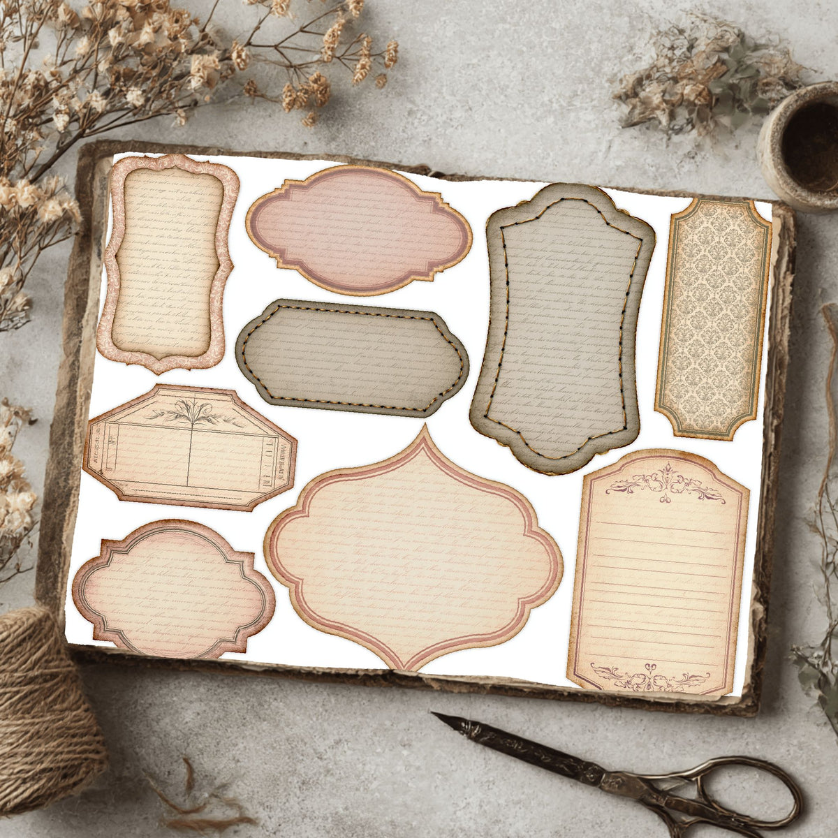 Vintage Blank Word Labels