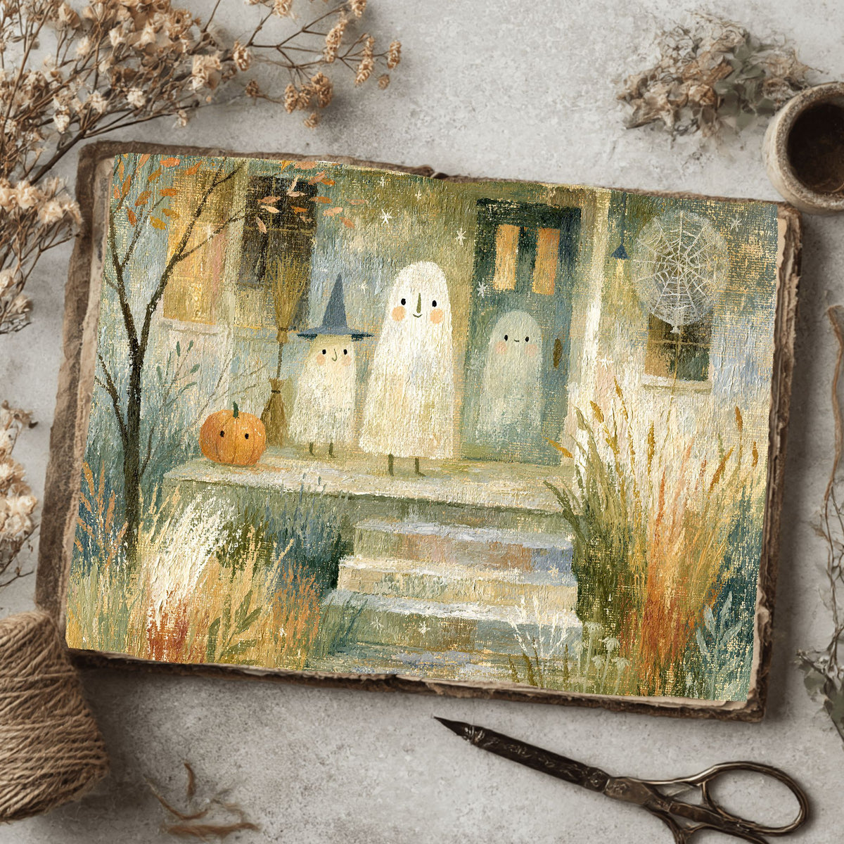 Vintage Halloween Oil Painting