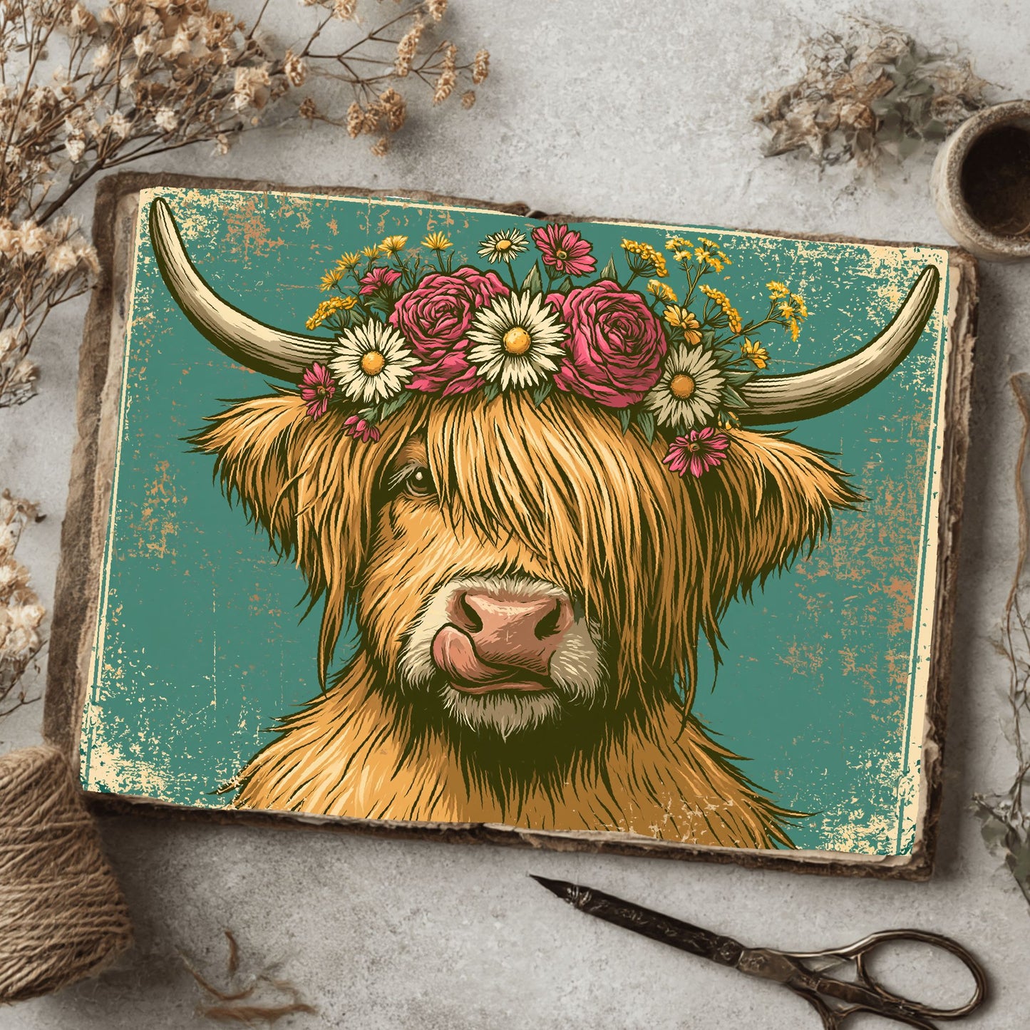 Vintage Highland Cow Tin Sign