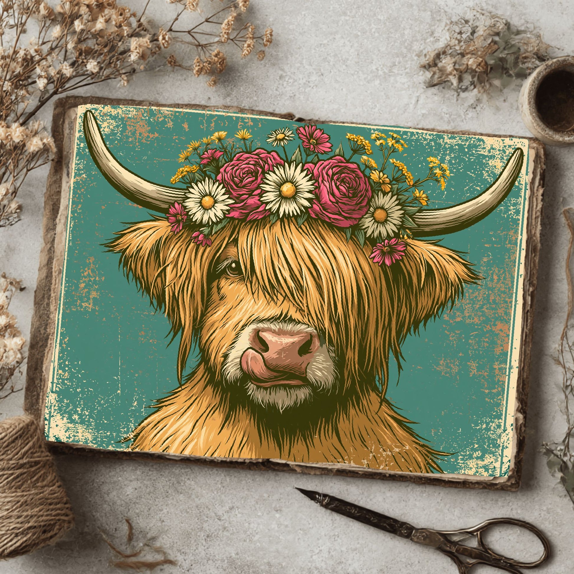 Vintage Highland Cow Tin Sign