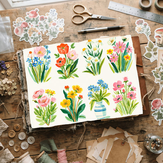 Watercolor Wildflower Botanical Illustration Set