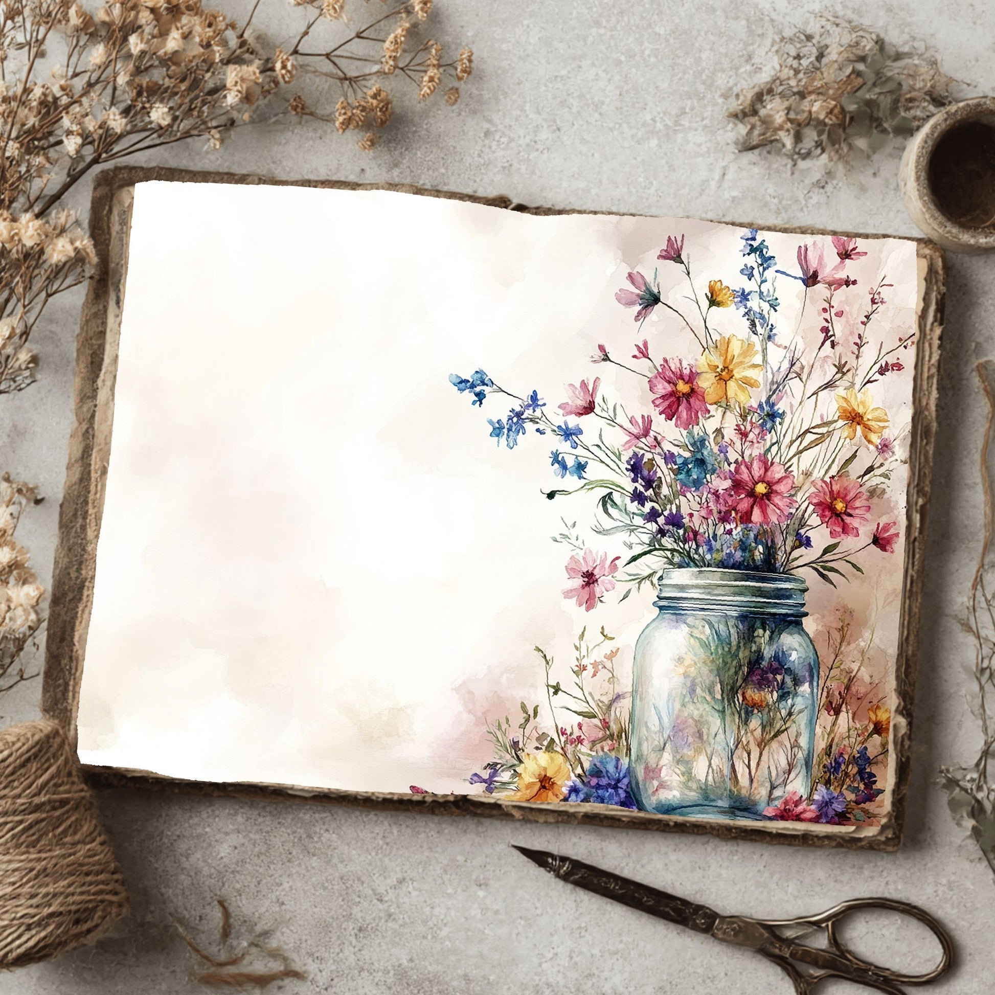 Wildflower Mason Jar Writing Paper
