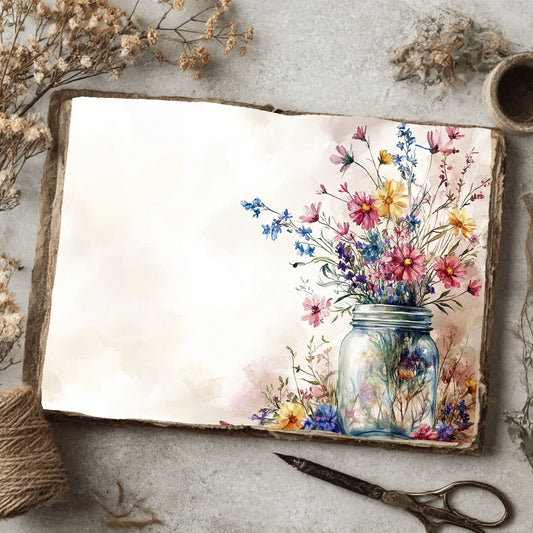 Wildflower Mason Jar Writing Paper