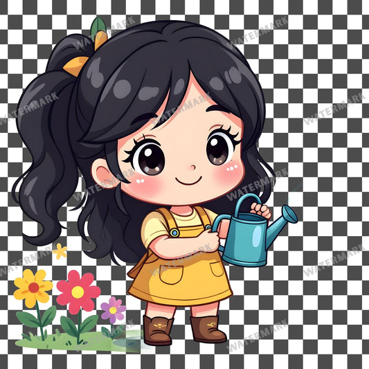 Adorable Chibi Gardener Clipart Pngs