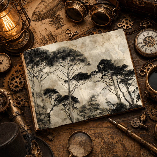 Ancient Forest Tall Trees Digital Papers