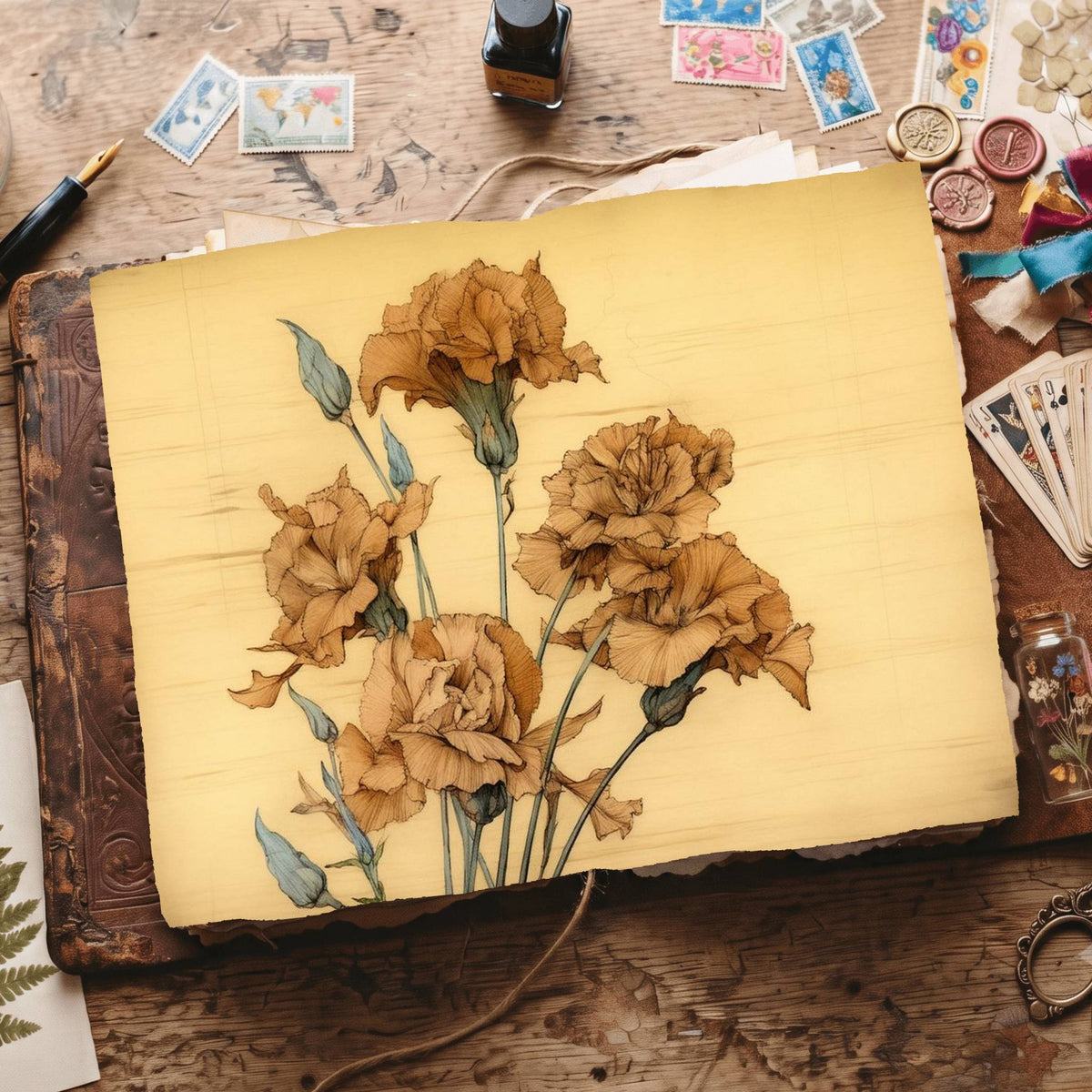 Autumn Carnations Digital Papers