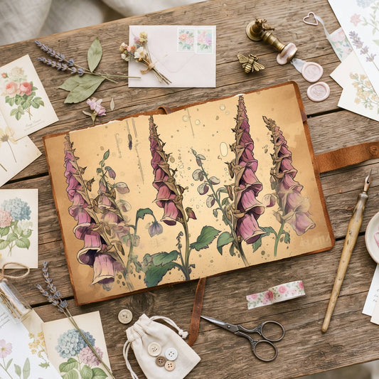 Autumn Digitalis Foxgloves Digital Papers