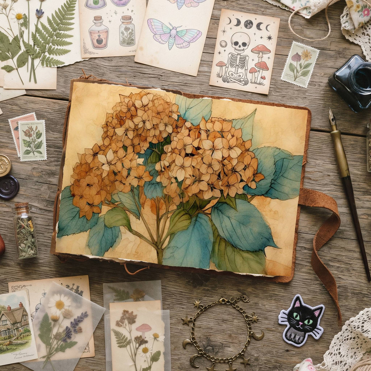 Autumn Hydrangea Digital Papers