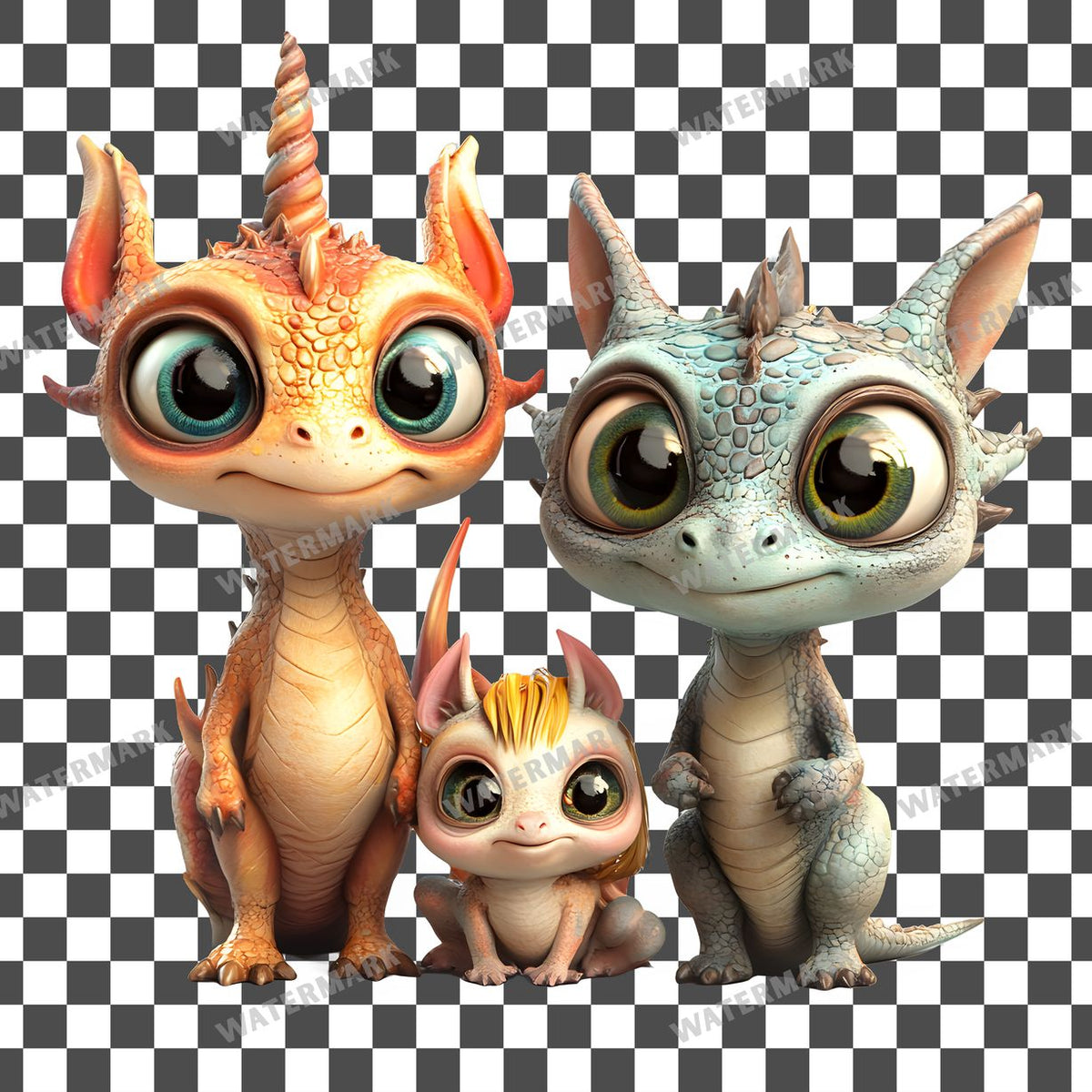 Baby Dragon Character Clipart Pngs