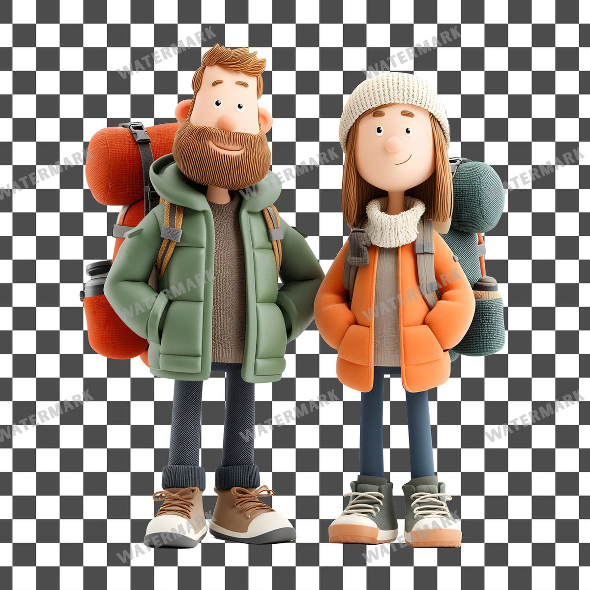 Backpacker Couple Clipart Pngs
