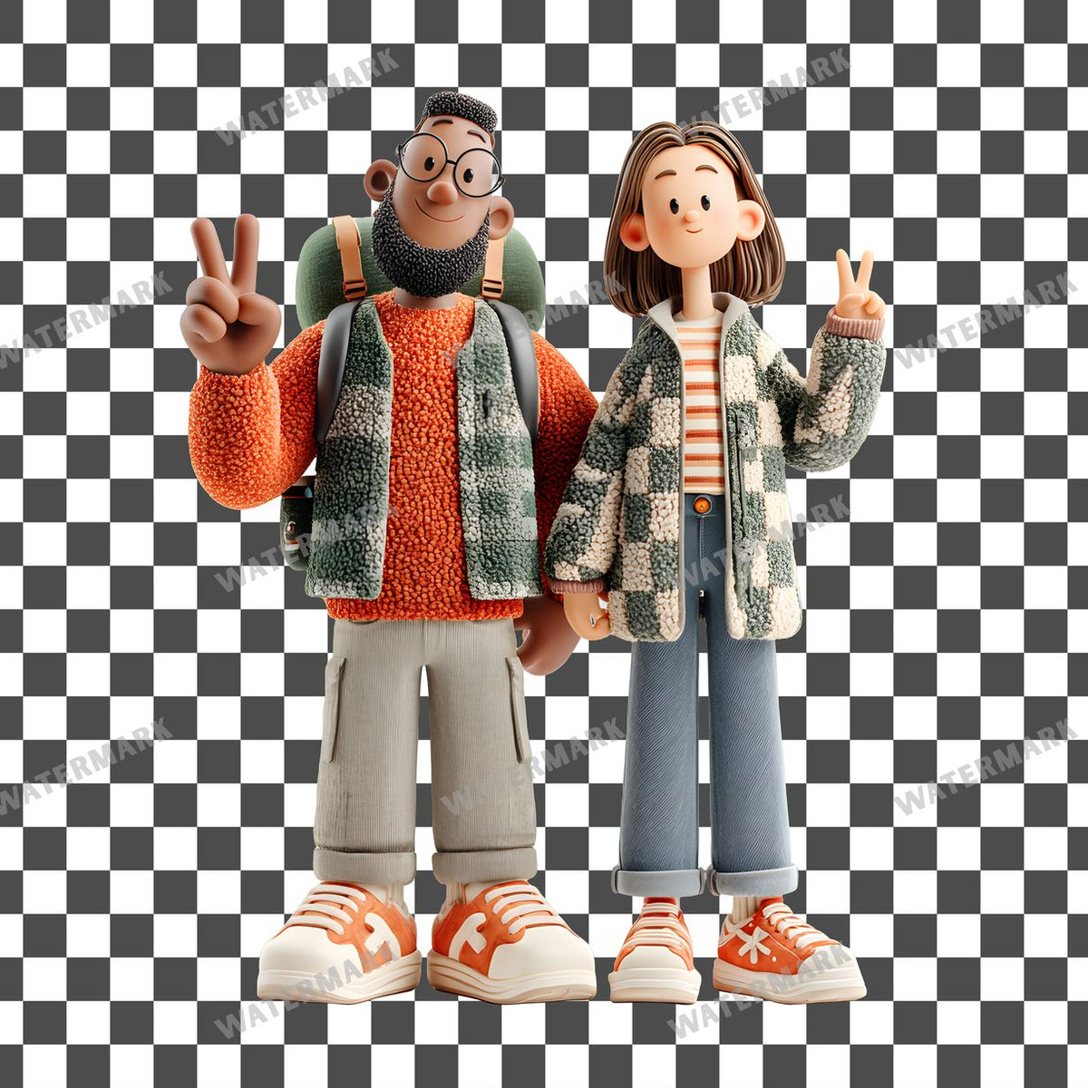Backpacker Couple Clipart Pngs