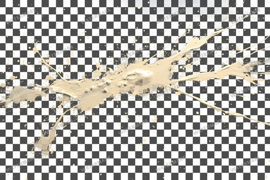 Beige Paint Splatter Abstract Splashes PNG overlay on a transparent checkered background, preview 1