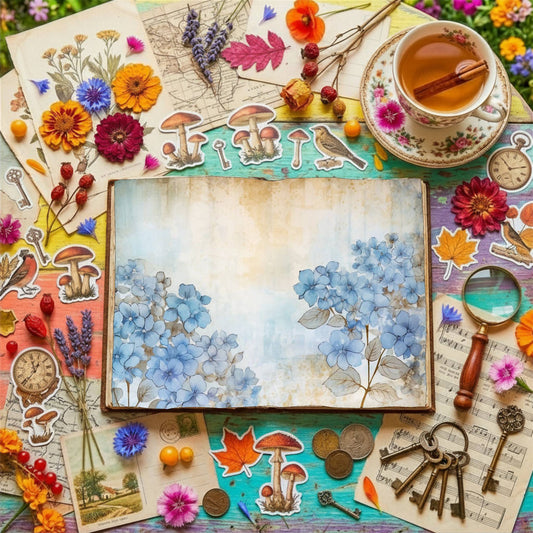 Blue Floral Digital Papers