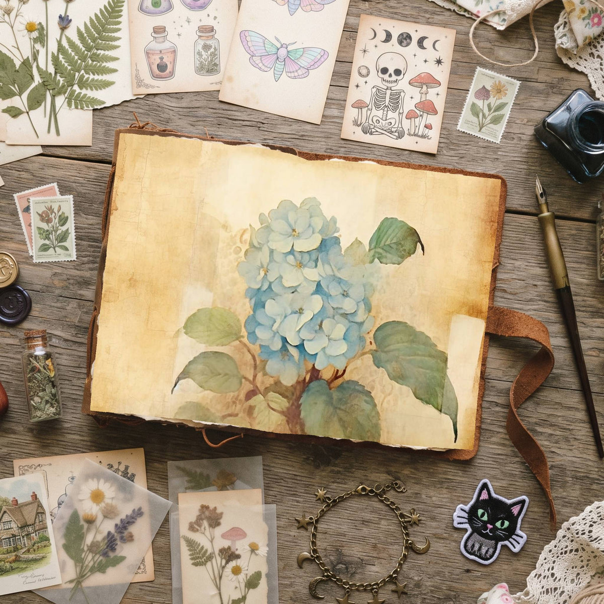 Blue Hydrangea Digital Papers