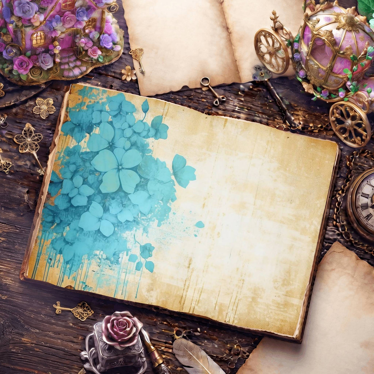 Blue Hydrangea Digital Papers