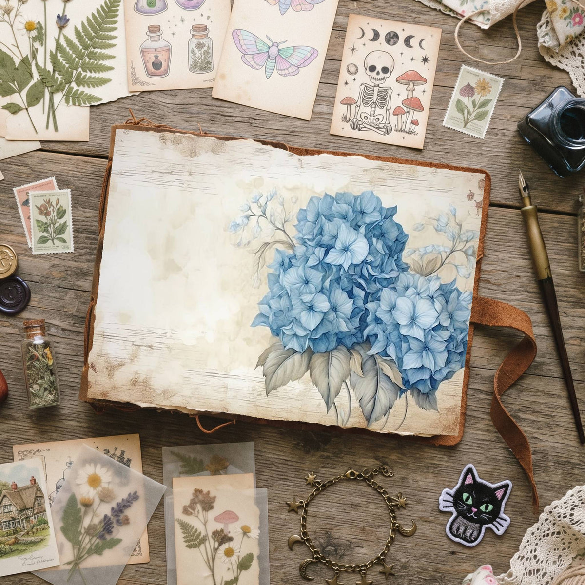 Blue Hydrangea Digital Papers