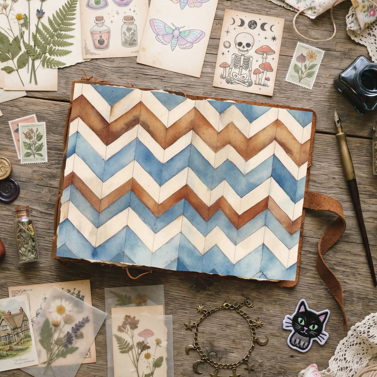 Blue Mixed Patterns Digital Papers