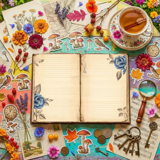 Blue Rose Lined Digital Papers
