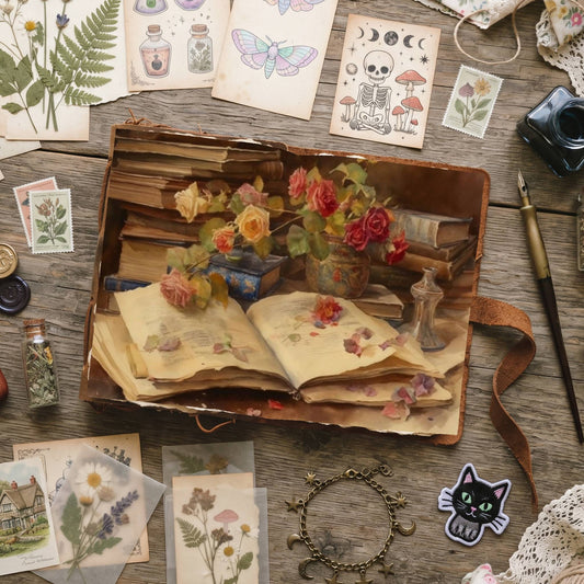 Books And Roses Digital Papers