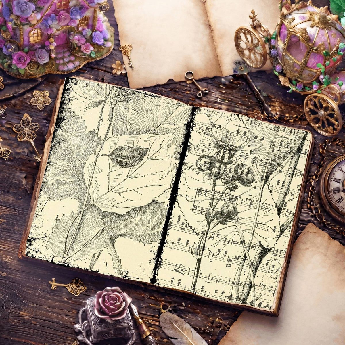 Botanical Sketches Digital Papers