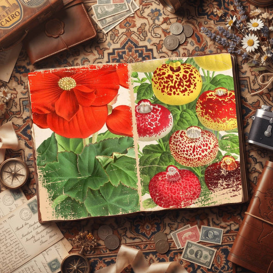 Botanical floral printable junk journal papers, digital download preview