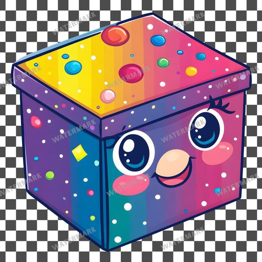 Box Kawaii Style clipart PNG on a transparent background, design 1