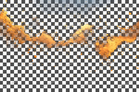 Bronze Paint Splatter Abstract Splashes PNG overlay on a transparent checkered background, preview 1