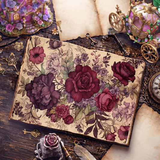 Burgandy Roses Digital Papers