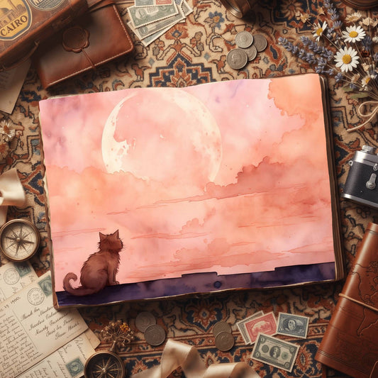 Cat & Moon Digital Papers