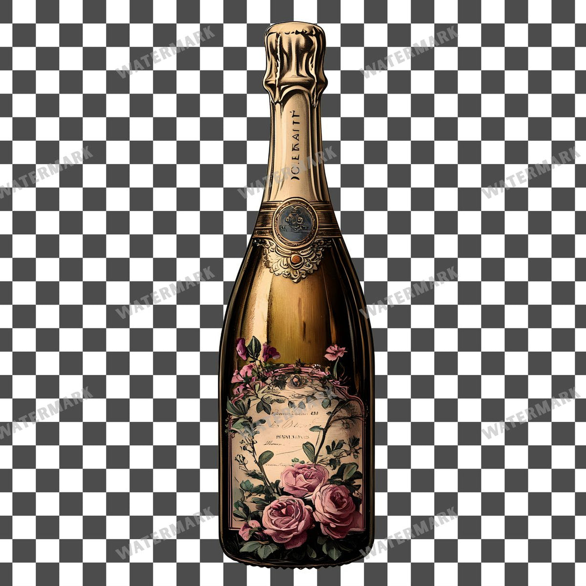 Champagne Vintage Style Clipart Pngs