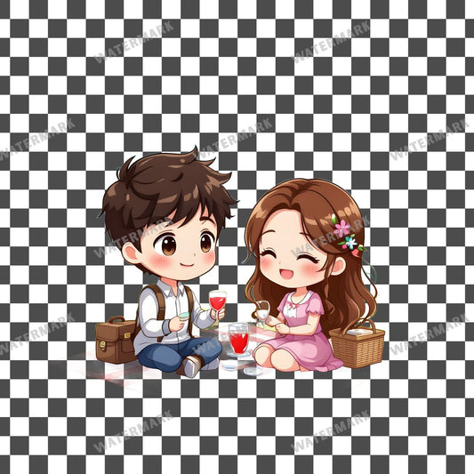 Chibi Couple Having Romantic Clipart Pngs