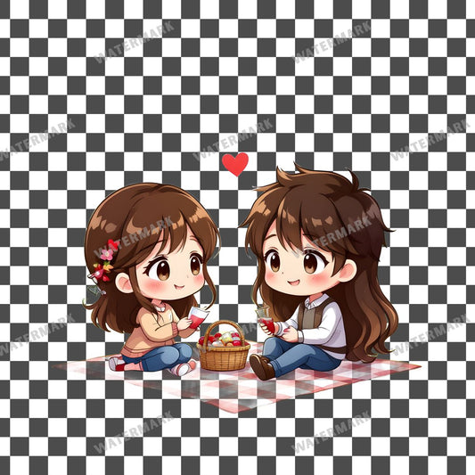 Chibi Couple Having Romantic Clipart Pngs
