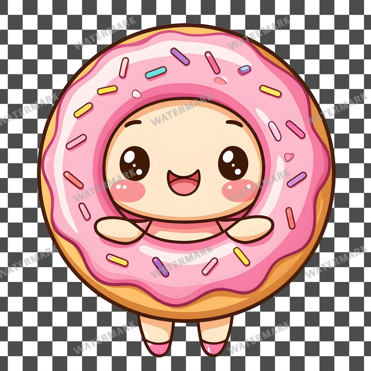 Chibi Donut Mascot clipart PNG on a transparent background, design 1